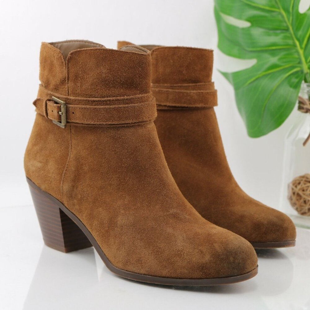 Sam Edelman Womens Lynne Boot Size 10 Camel Suede  Block Heel Ankle Strap Boho - Picture 12 of 12